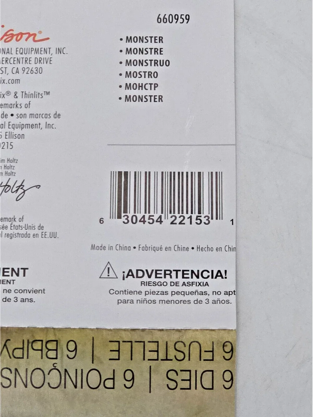 Sizzix Tim Holtz Monster 660959 Thinlits 6 Dies Retired Halloween Frankenstein